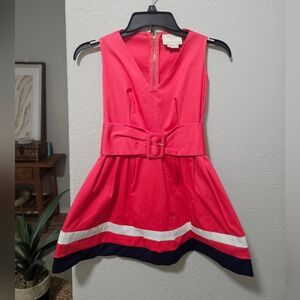 KATE SPADE JILLIAN FIT & FLARE; FRONT BOW PINK BLUE COCKTAIL DRESS Sz 00